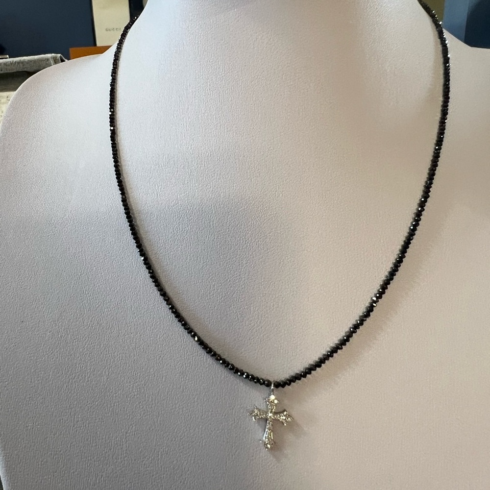 18k black diamond & white diamond necklace